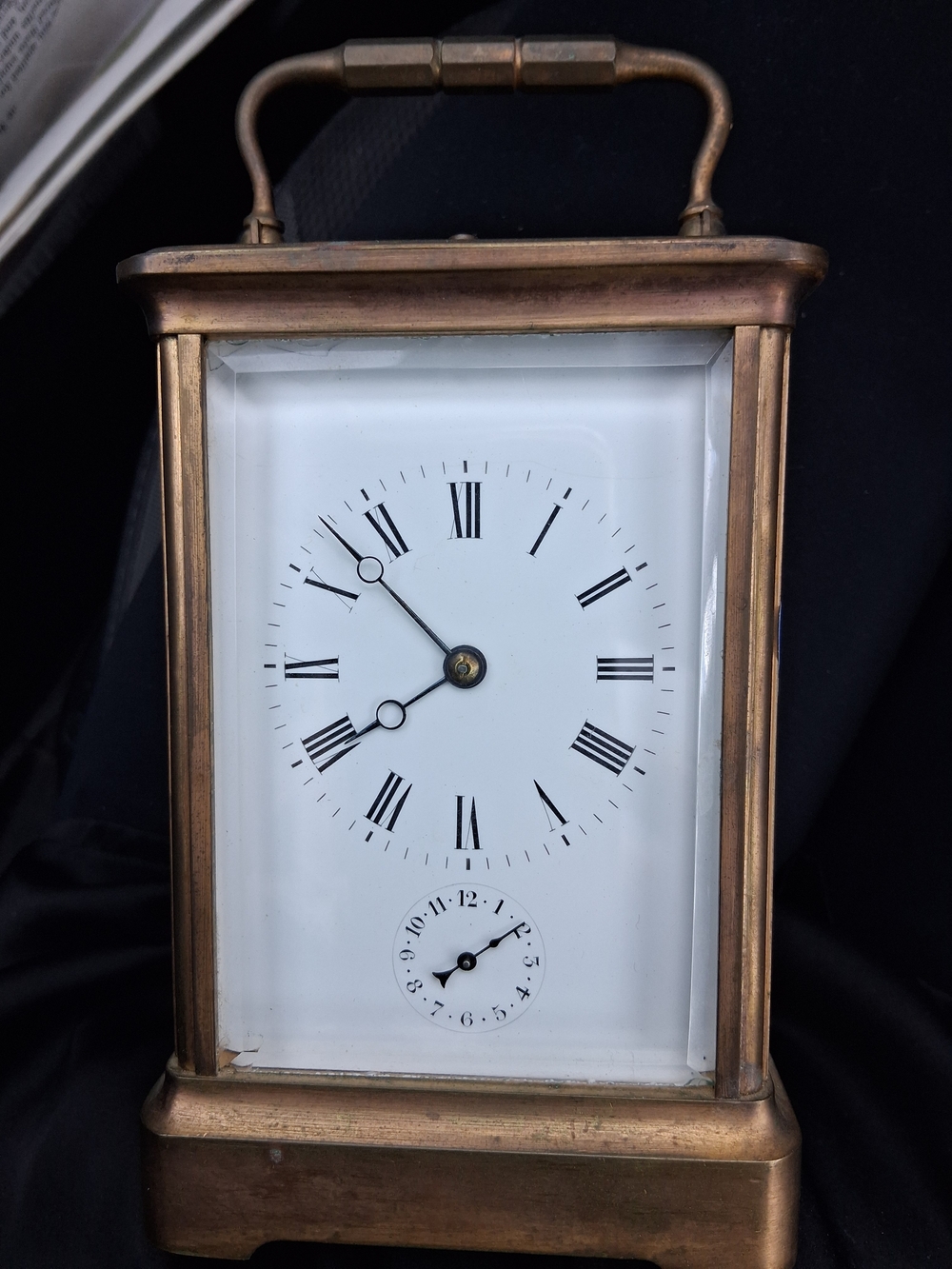 Vintage-Style Brass Finish Carriage Wall Clock - White Dial